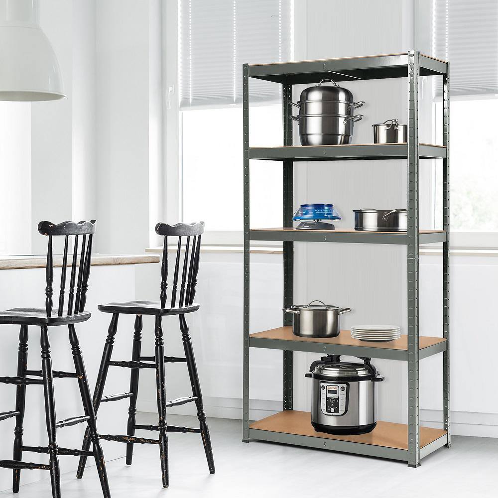 Costway 4-Pieces Gray 5-Tier Heavy Duty Steel Garage Storage Shelving Unit Adjustable 36 in. x 72 in. x 16 in.