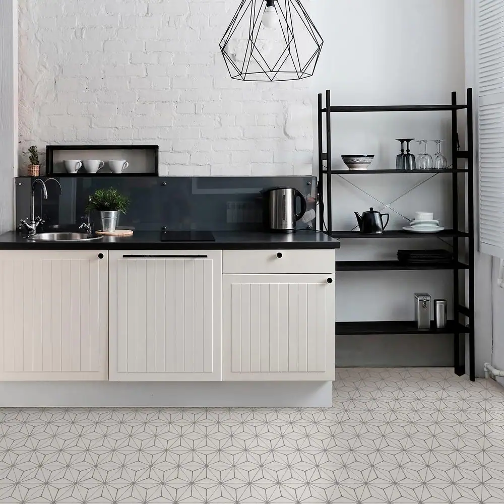 FloorPops Kikko 12 in. W x 12 in. L White Peel & Stick Vinyl Tile Flooring (10 sq. ft./case)