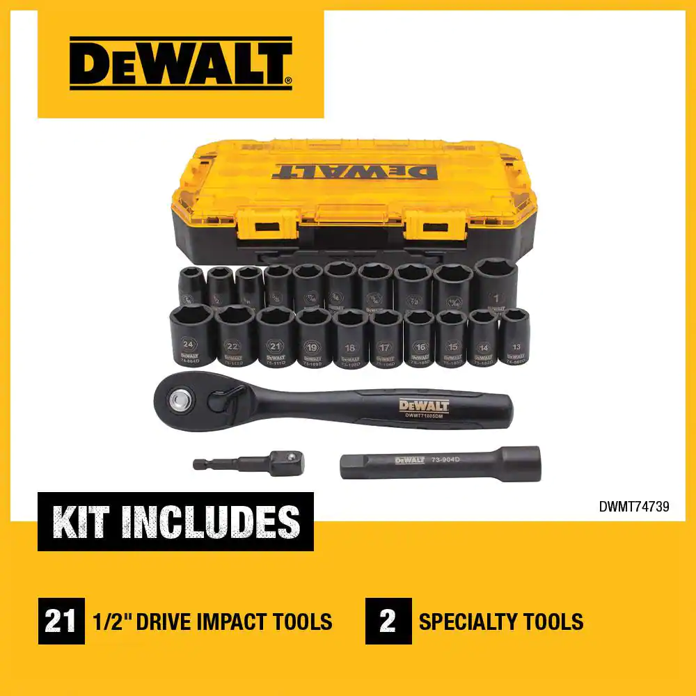 DEWALT 1/2 in. Drive Metric Socket Set with Ratchet (23-Piece)