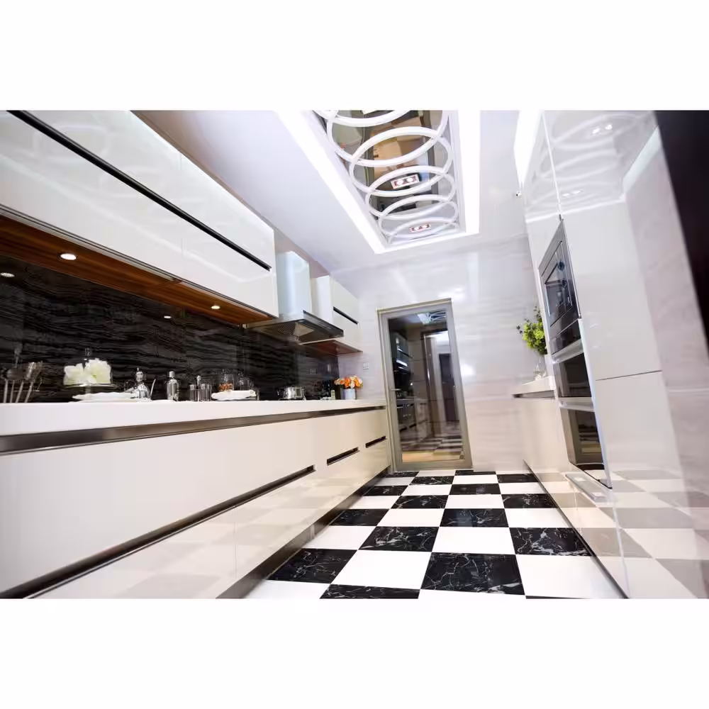 EMSER TILE Marble Black and White Polished 12.01 in. x 12.01 in. Marble Floor and Wall Tile (1 sq. ft.)