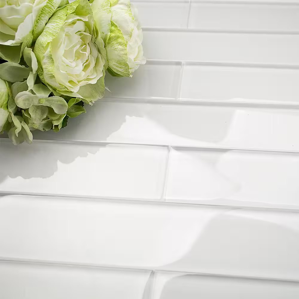 Ivy Hill Tile Contempo Vista Bright White 2 in. x 16 in. Polished Subway Glass Wall Tile