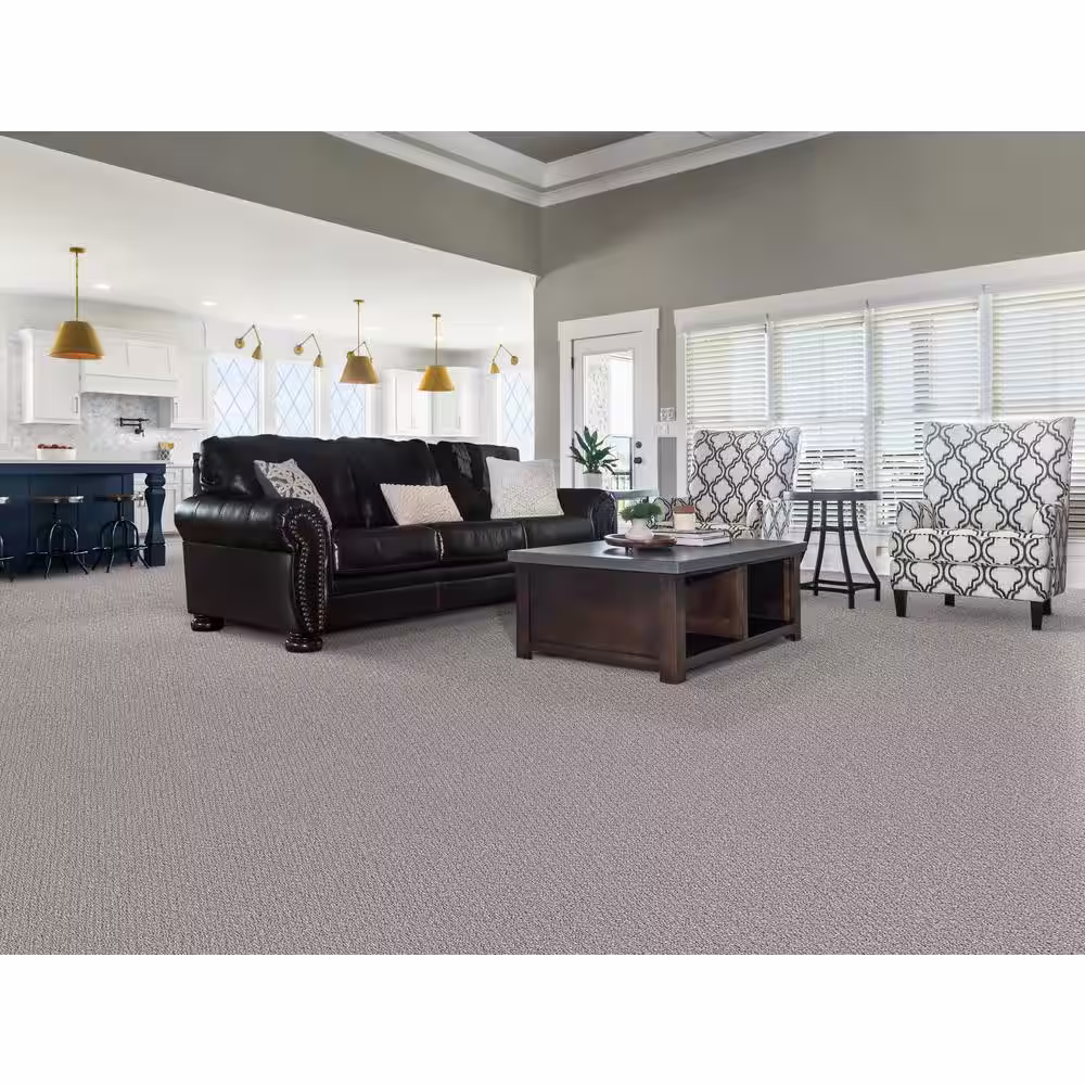 Home Decorators Collection Tower Road - Drizzle - Gray 32.7 oz. SD Polyester Loop Installed Carpet