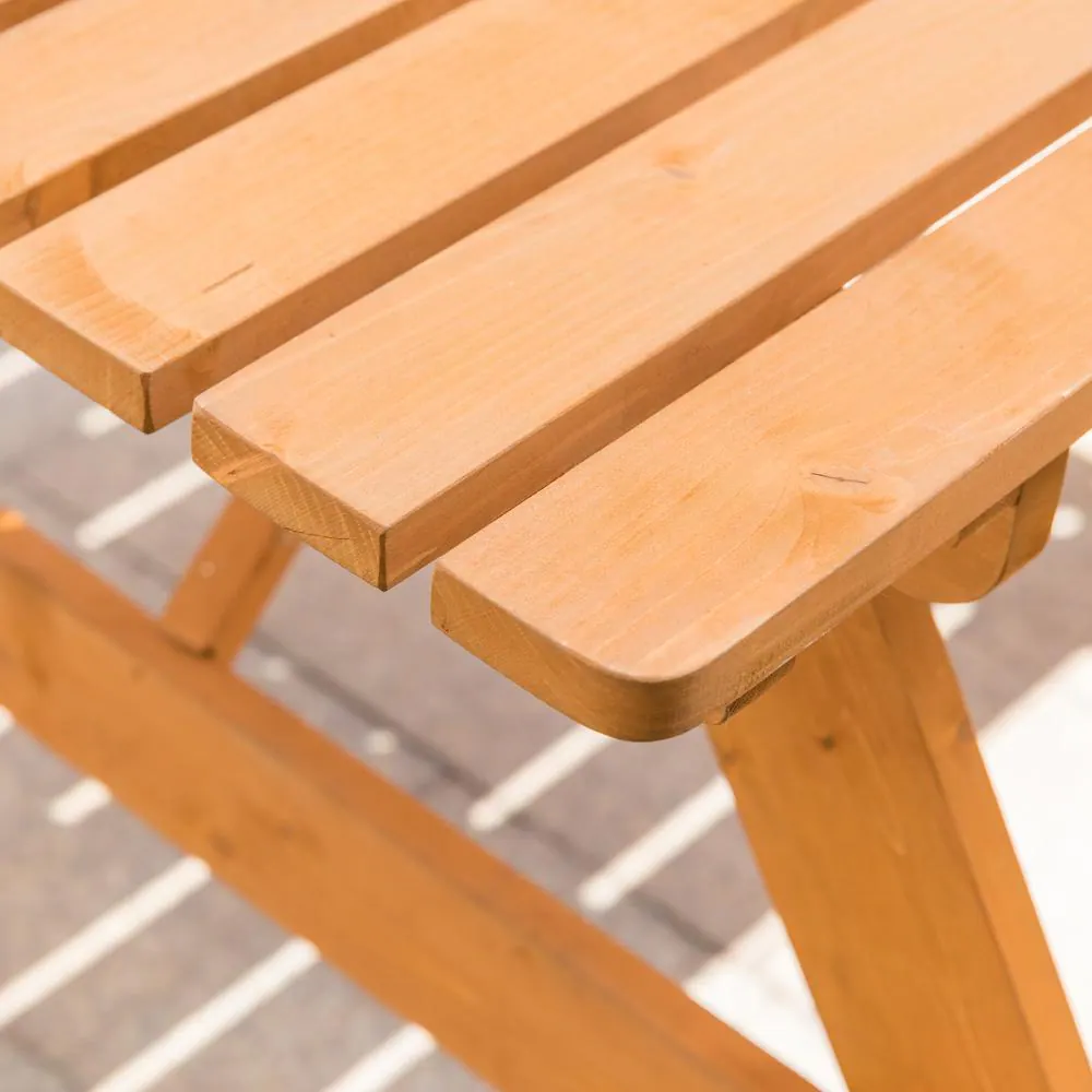 GARDENISED Stained Rectangular Wood 29.25 in. H Picnic Table A-Frame Outdoor Patio Deck Garden