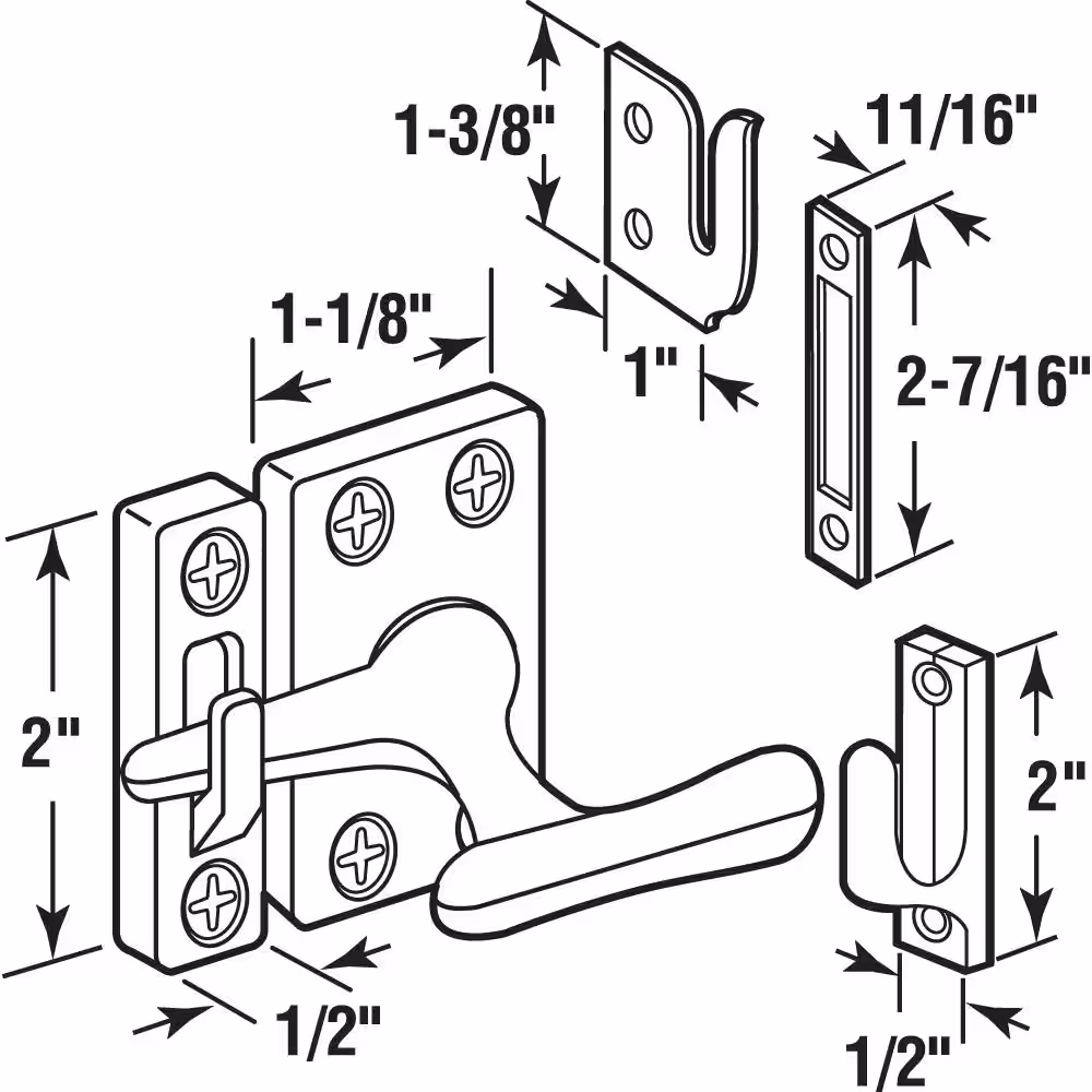 Prime-Line Diecast with White Finish, Casement Window Sash Lock
