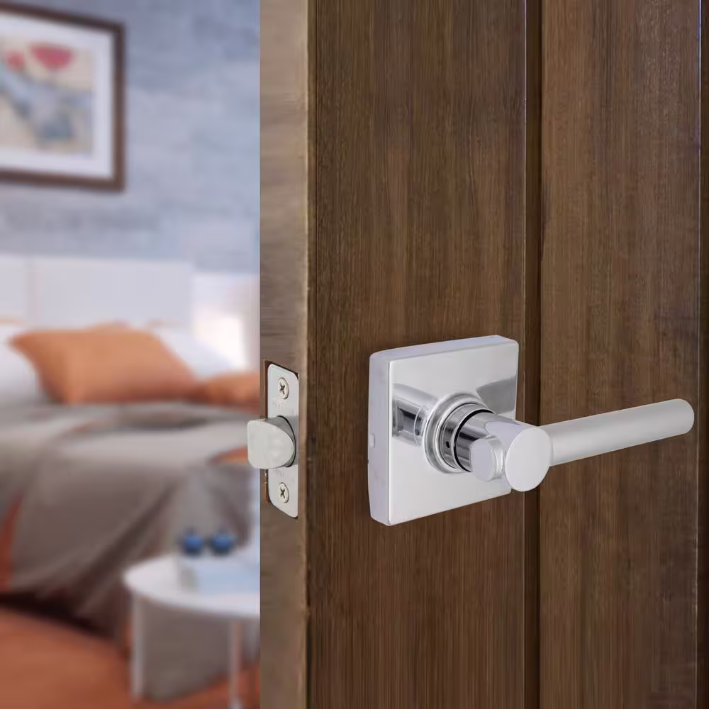 Defiant Highland Bright Chrome Hall and Closet Door Lever with Square Rose