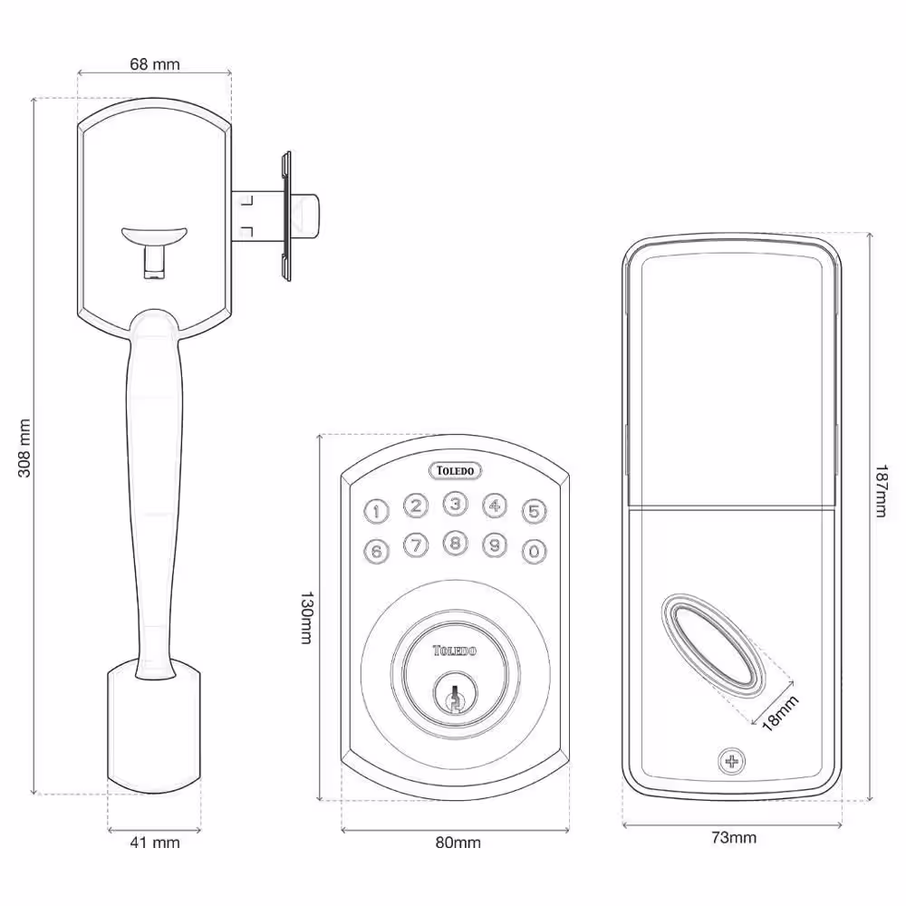 TOLEDO Electronic Door Handleset