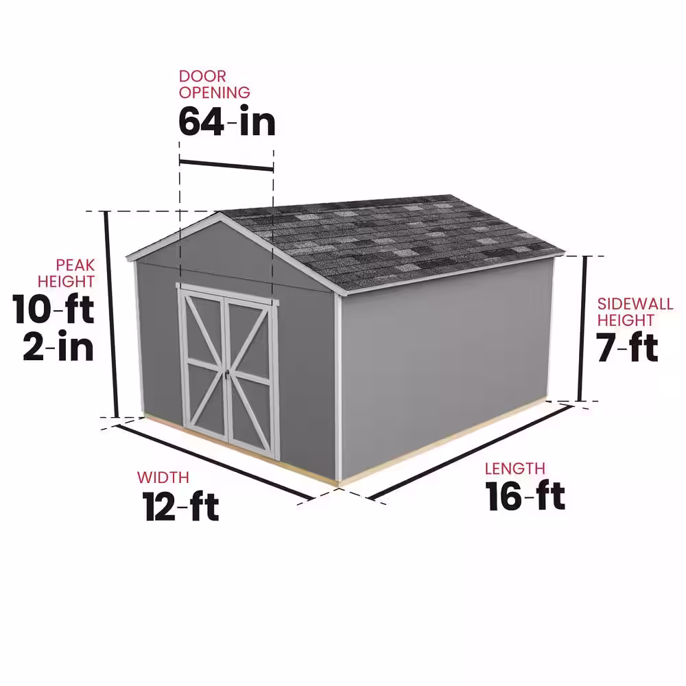 Handy Home Products Do-it Yourself Astoria 12 ft. x 16 ft. Outdoor Wood Storage Shed with Smartside and Floor system Included (192 sq. ft.)