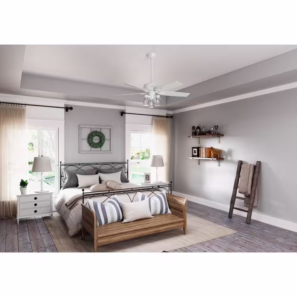 Hunter Crown Canyon II 52 in. LED Indoor Fresh White Ceiling Fan with Light Kit