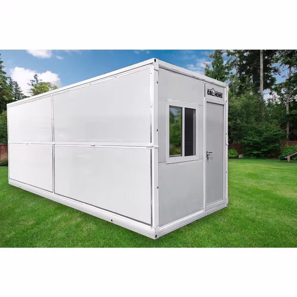 CALHOME 20 ft. x 8 ft. x 8 ft. Foldable Metal Storage Shed with Lockable Door and Windows (160 sq. ft.)
