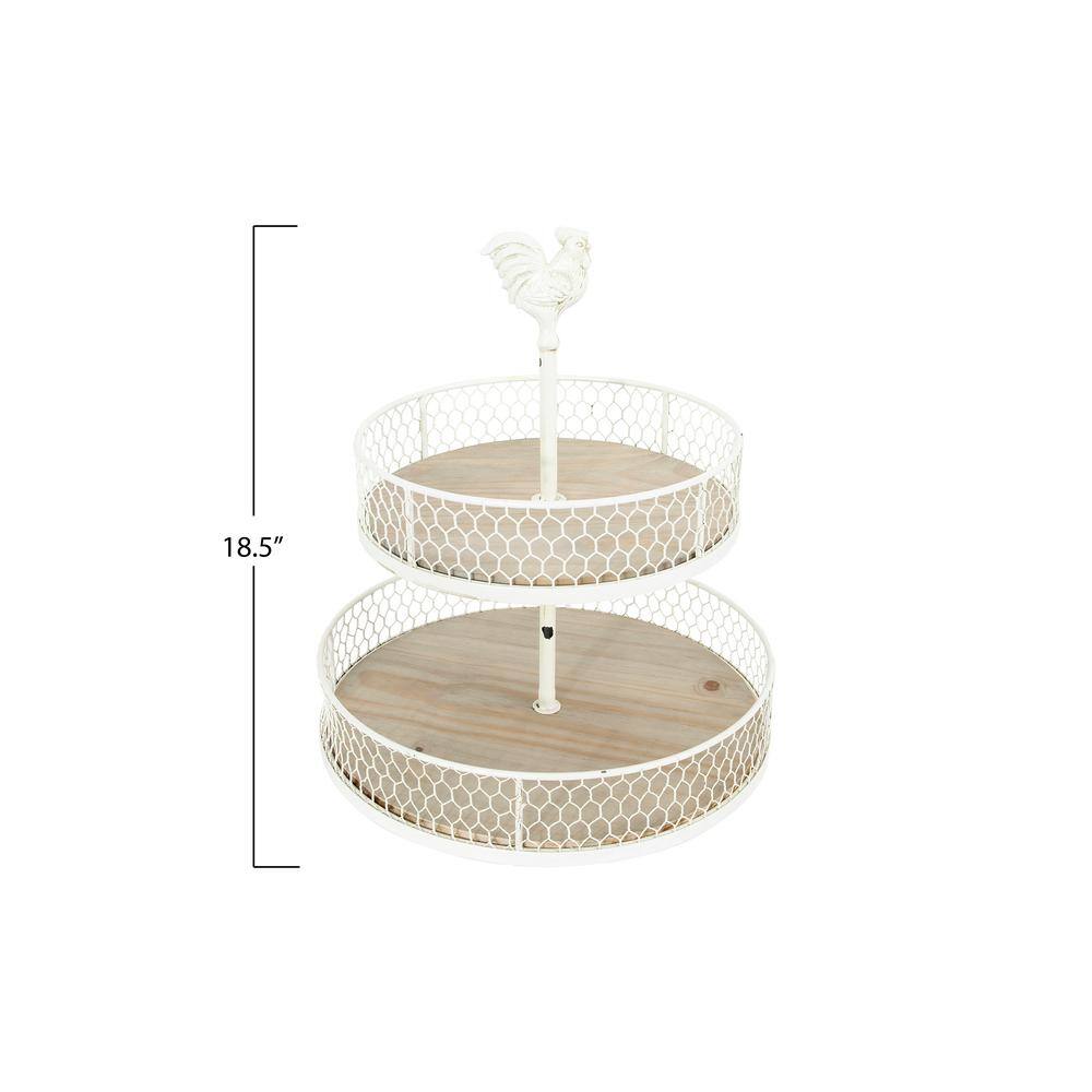 Storied Home Off-White Decorative 2-Tier Tray