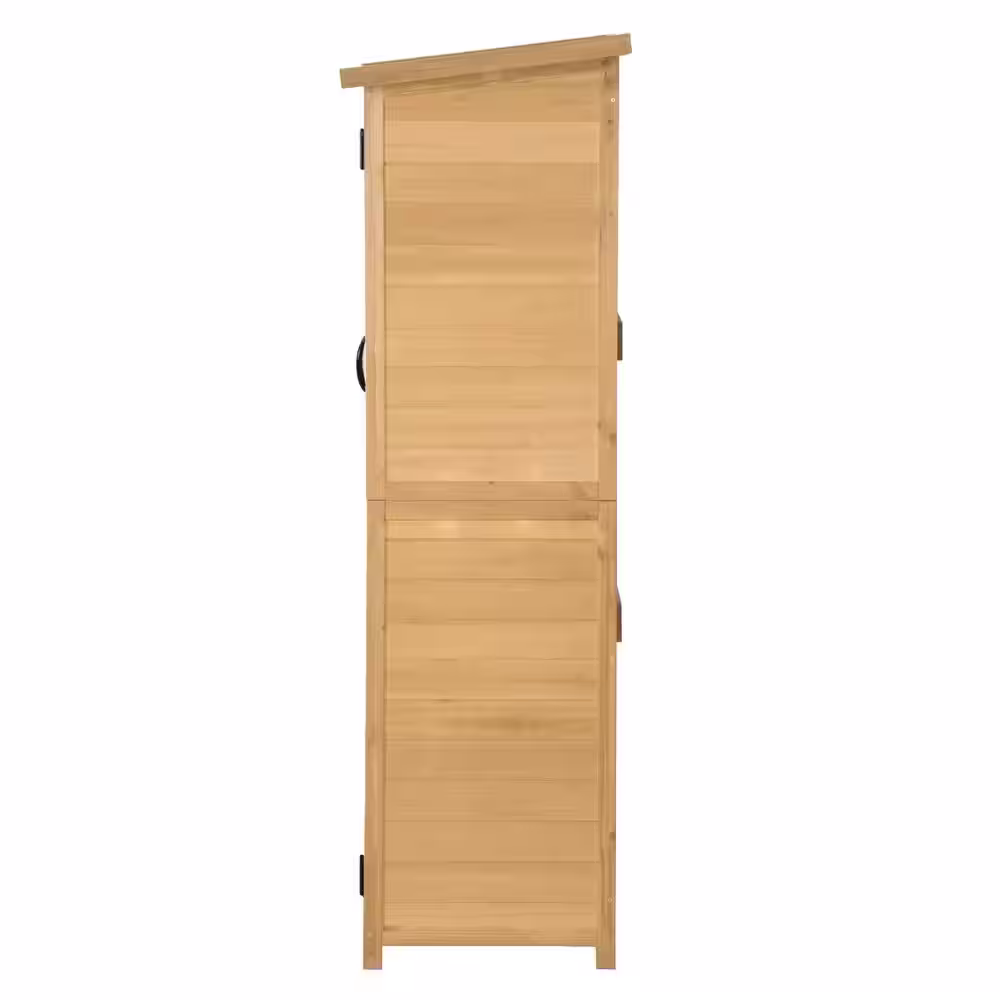 None 4.6 ft. W x 1.6 ft. D Natural Outdoor Wood Storage Shed w/Waterproof Asphalt Roof, Lockable Doors & Shelves(25 sq. ft.)
