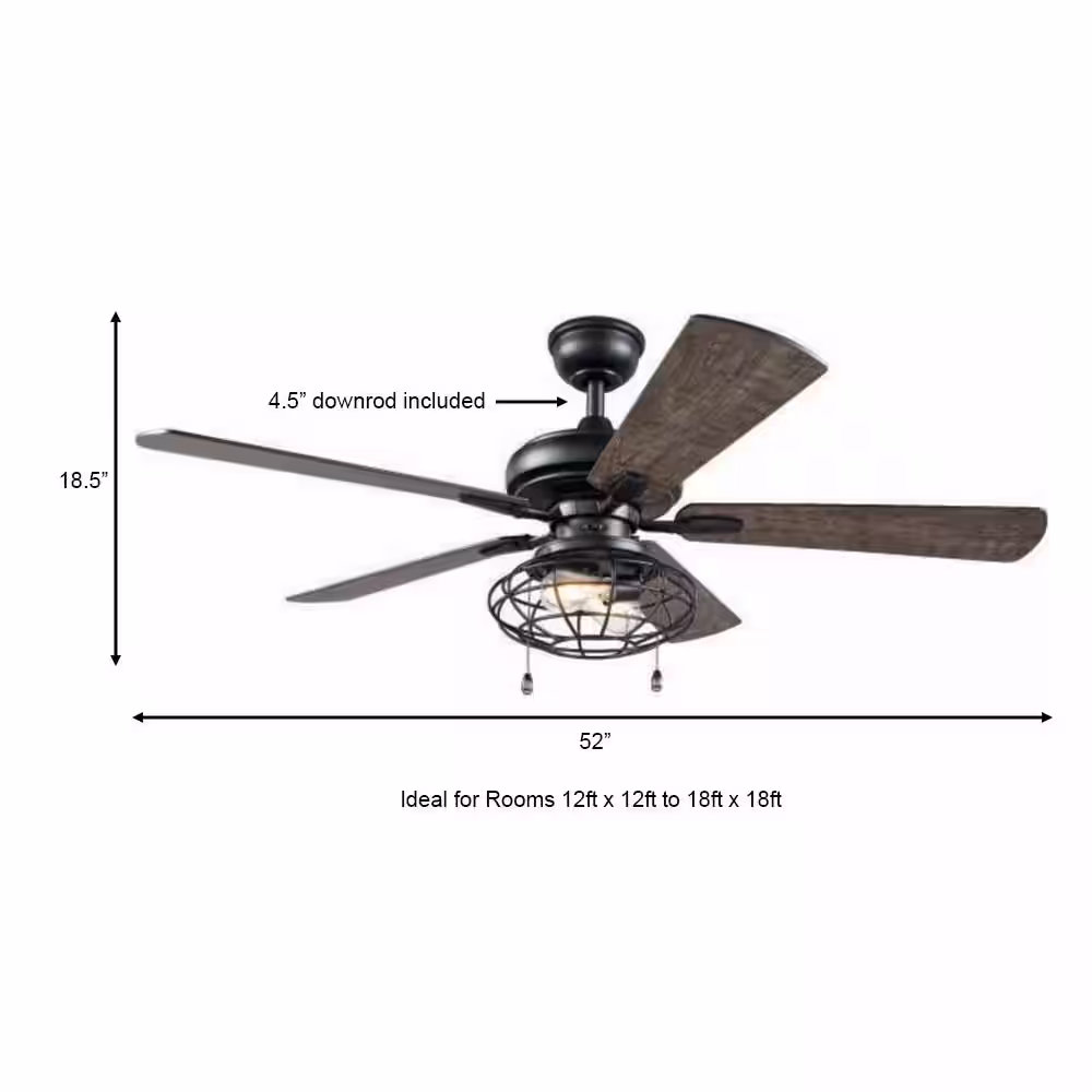 Home Decorators Collection Ellard 52 in. Matte Black LED Smart Ceiling Fan with Light and Hubspace Remote Control works with Google and Alexa