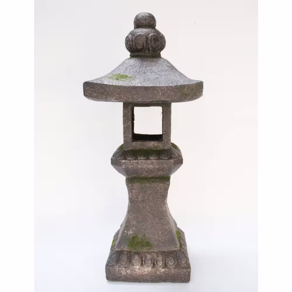 Hi-Line Gift 27 in. Grey Stone Pagoda Lantern Garden Statue