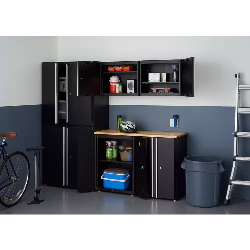 TRINITY 6-Piece Steel Garage Storage System in Black (84 in. W x 75 in. H x 19 in. D)
