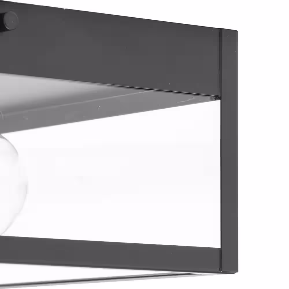 Progress Lighting Parrish 2-Light Matte Black Clear and Etched Glass Modern Craftsman Outdoor Flush Mount