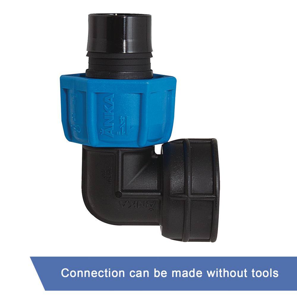 Watts ANKA 1-1/4 in. Fiberglass Reinforced Nylon 90-Degree FNPT x Barb Elbow