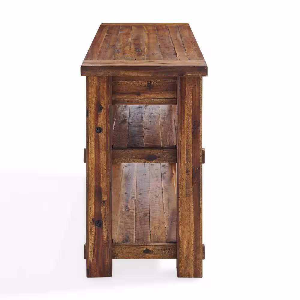Alaterre Furniture Durango 54 in. Brown Standard Rectangle Wood Console Table with 2-Shelves