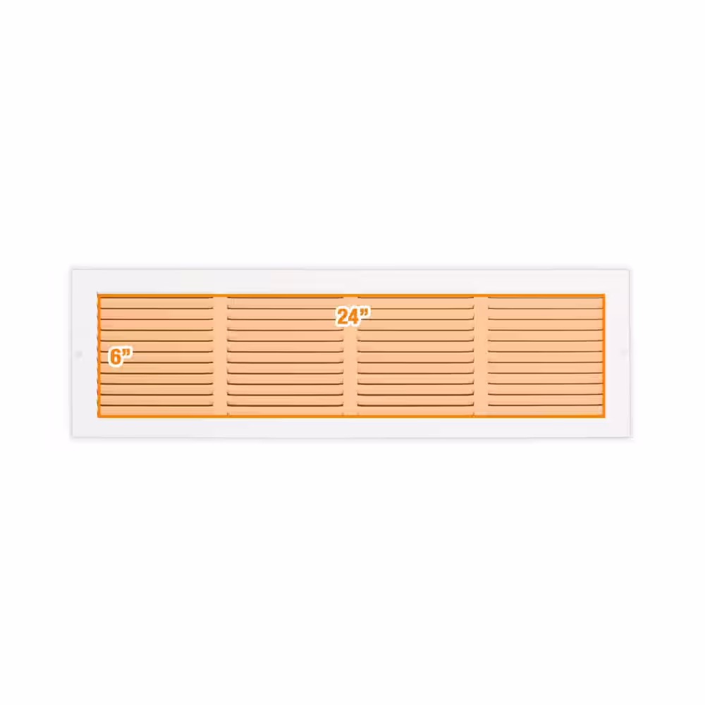 Everbilt 24 in. x 6 in. Steel Return Air Grille in White
