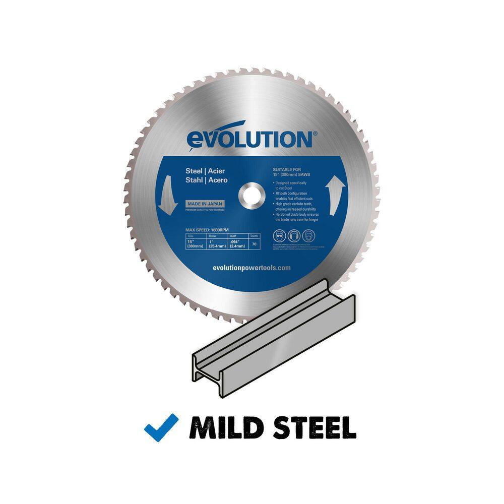Evolution Power Tools 15 in. Mild Steel Cutting Blade, 1 in. Arbor