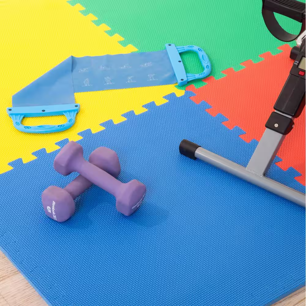 None Multicolored 24 in. W x 24 in. L Foam Exercise/Gym Flooring Tiles - Set of 4 Floor Tiles (16 sq. ft. Covered)