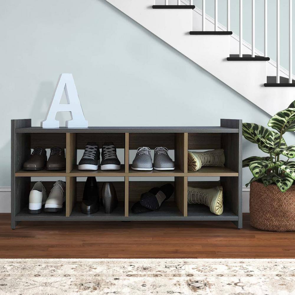 Siavonce 17.4 in. H 8 Shoe-Pairs Compartment Rectangle Entryway Shoe Rack Carbon Espresso