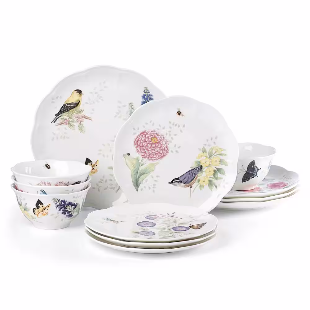 Lenox 12-Piece Traditional White Porcelain Dinnerware Set (Service for 4)