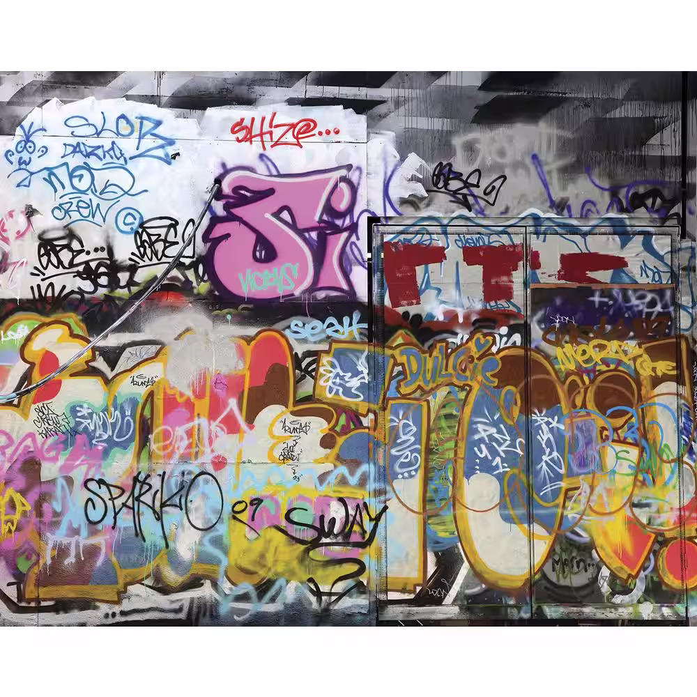 Brewster 118 in. x 98 in. Graffiti Wall Mural