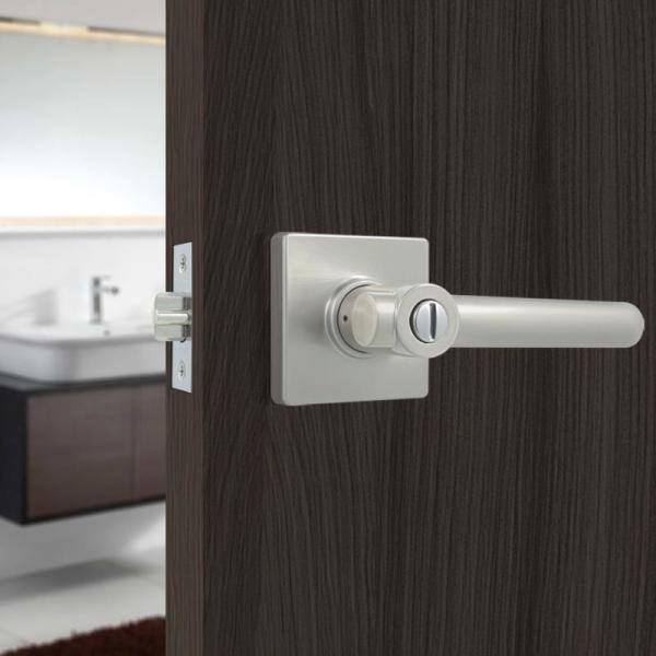 Toledo European Satin Nickel Girona Privacy Bed/Bath Door Handle Set
