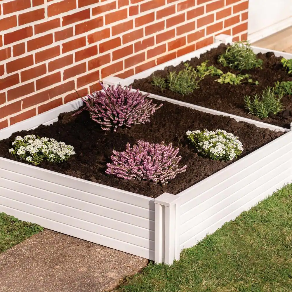 Suncast 4 ft. x 4 ft. Plastic Raised Garden Bed (2-Pack)