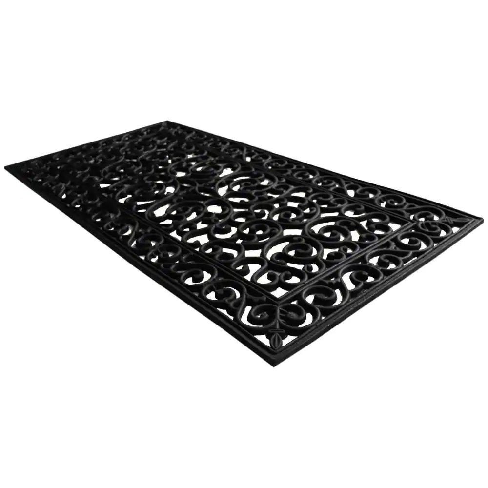 StyleWell Black 24 in. x 48 in. Iron Rubber Door Mat