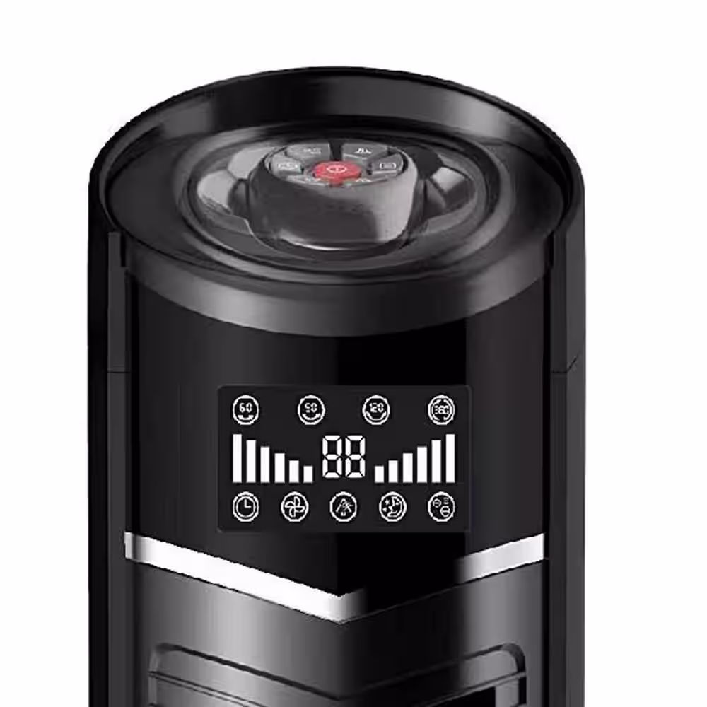 Optimus 59 Inch 360 Degree Oscillation Pedestal Tower Fan in Black with Remote
