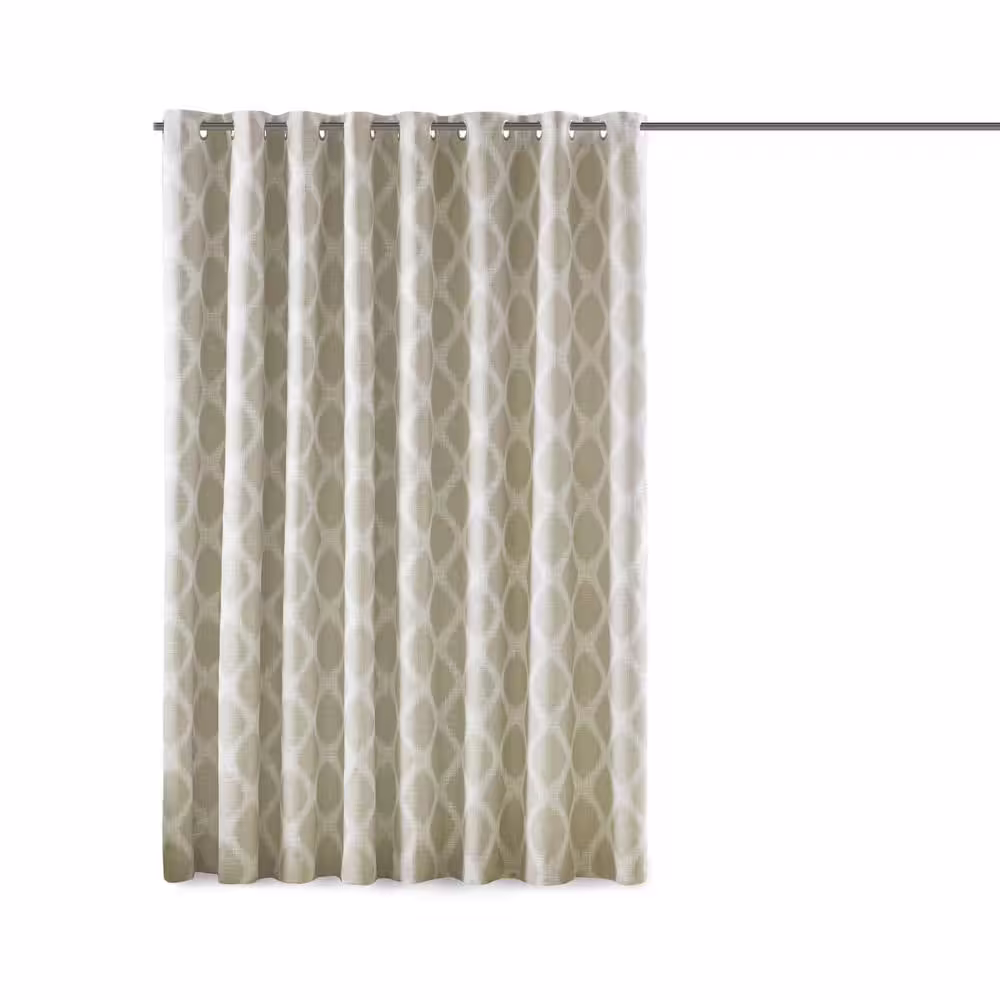Sun Smart Kagen Taupe Printed Ikat Patio 100 in. W x 84 in. L Blackout Grommet Top Curtain