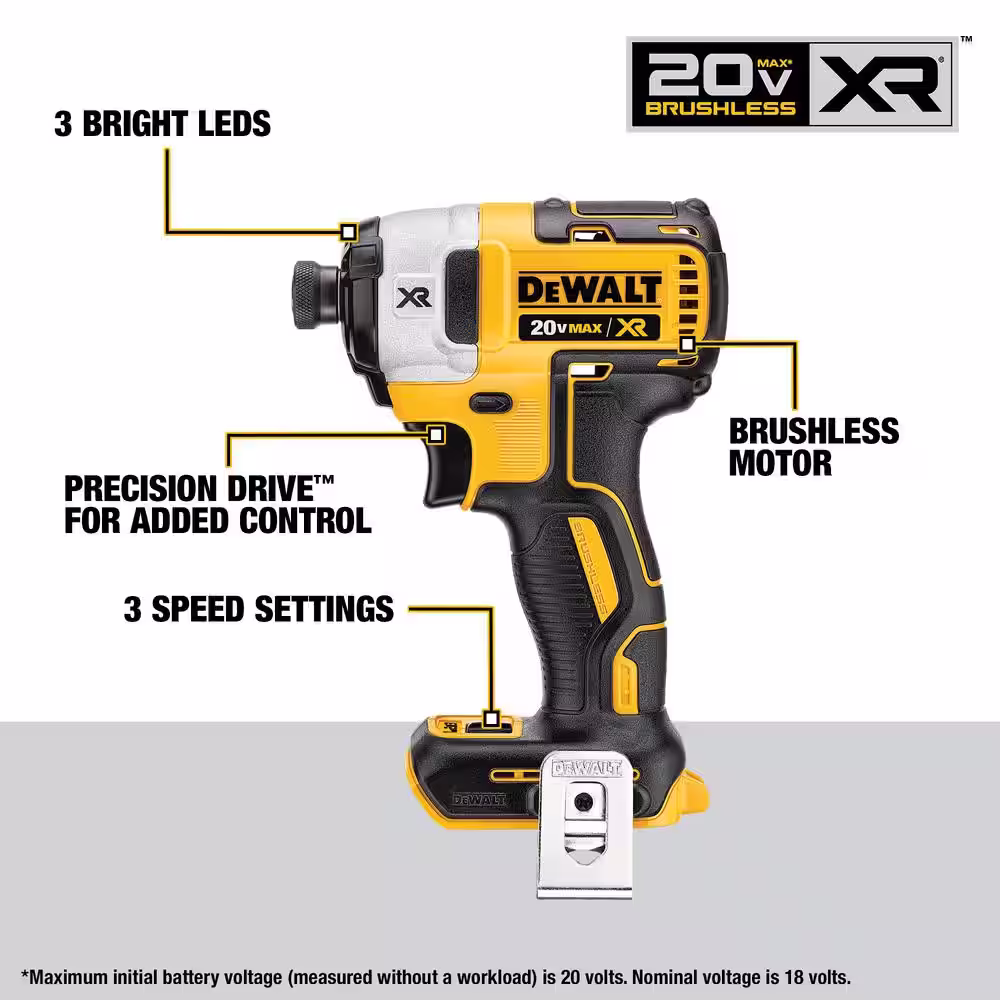 DEWALT 20V Lithium-Ion Cordless Brushless 4 Tool Combo Kit with (2) 5.0Ah Batteries and Charger