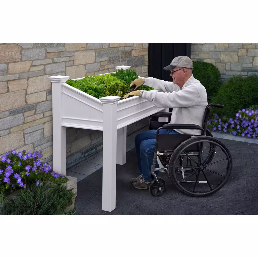 VITA Liberty 48 in. x 24 in. White Vinyl Accessible Raised Garden Bed