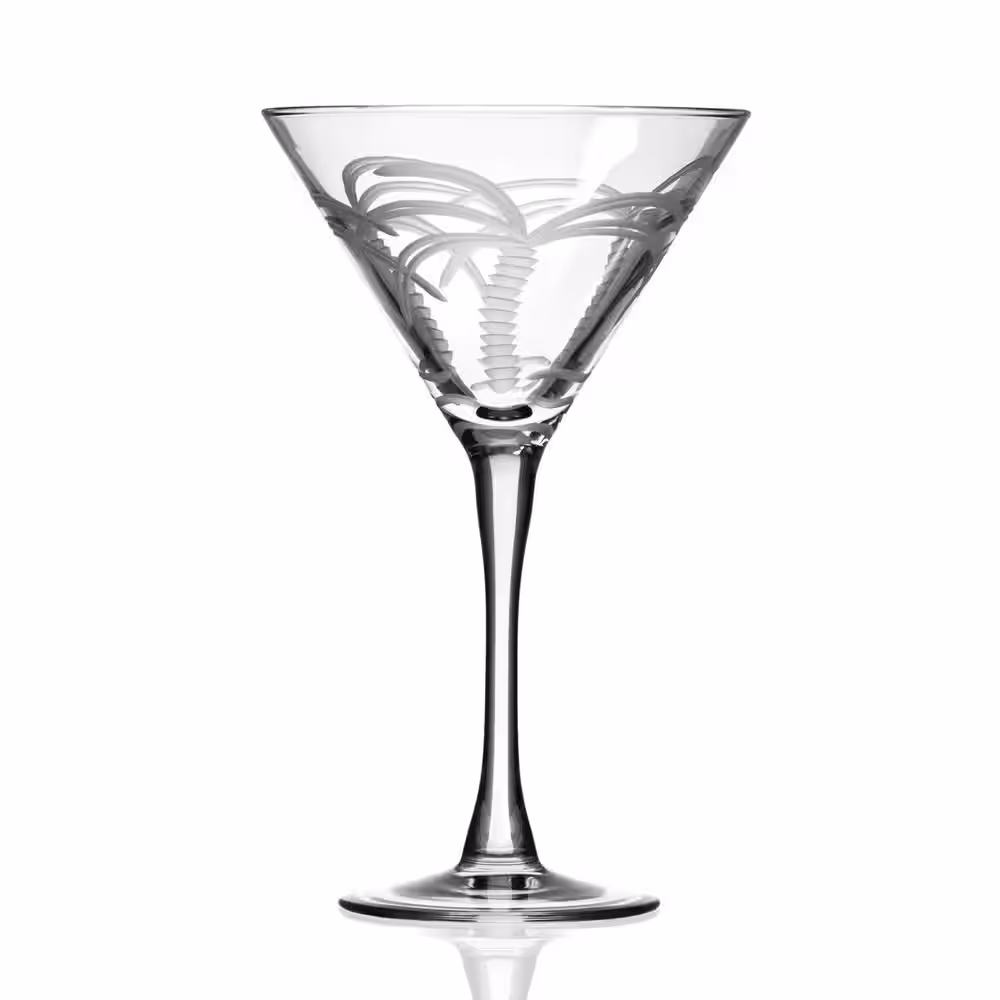 Rolf Glass Palm Tree 10 oz. Clear Martini (Set of 4)