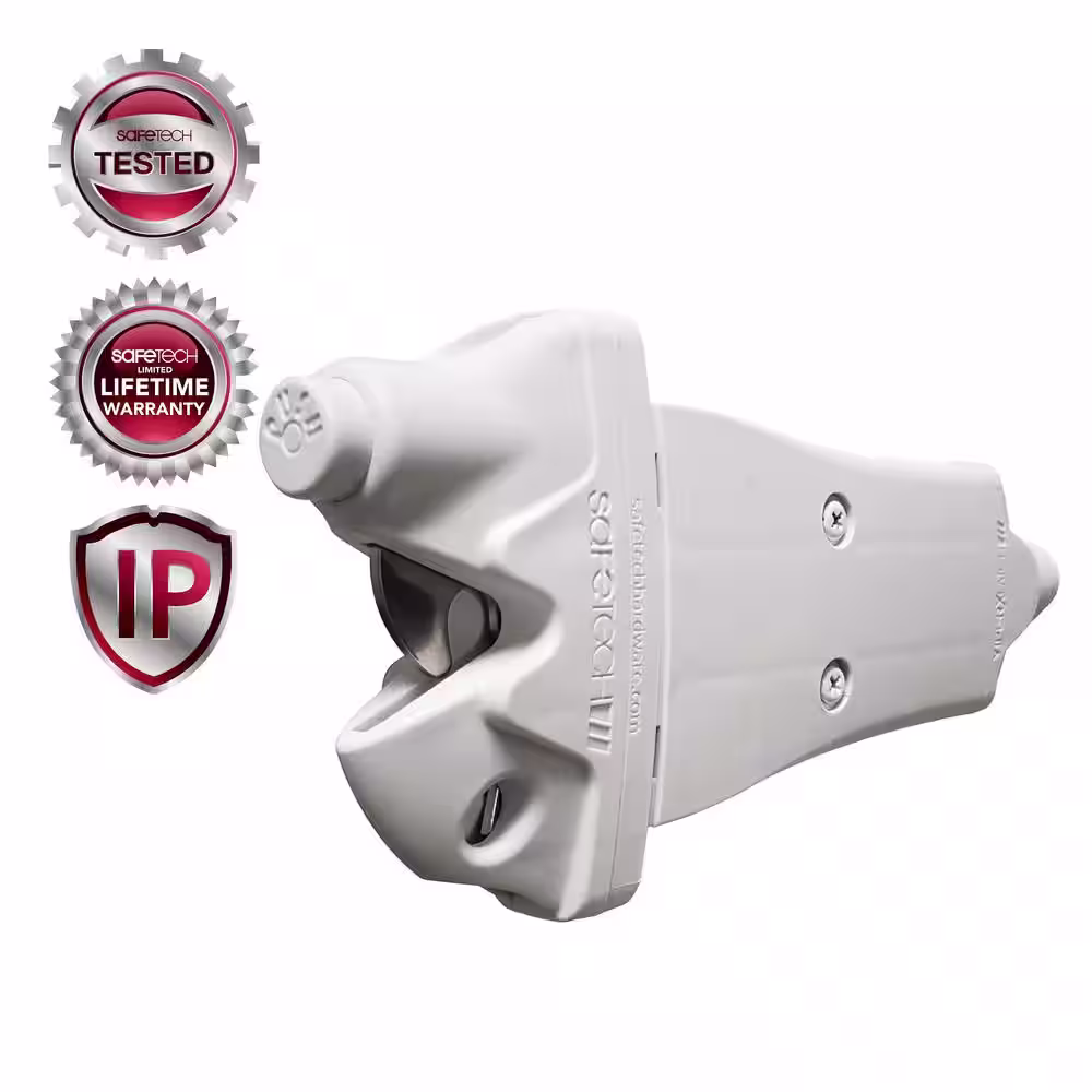 Safetech Hardware Padlock Lockable Post Wrap Around 2 Sided Gate Lock Latch-White