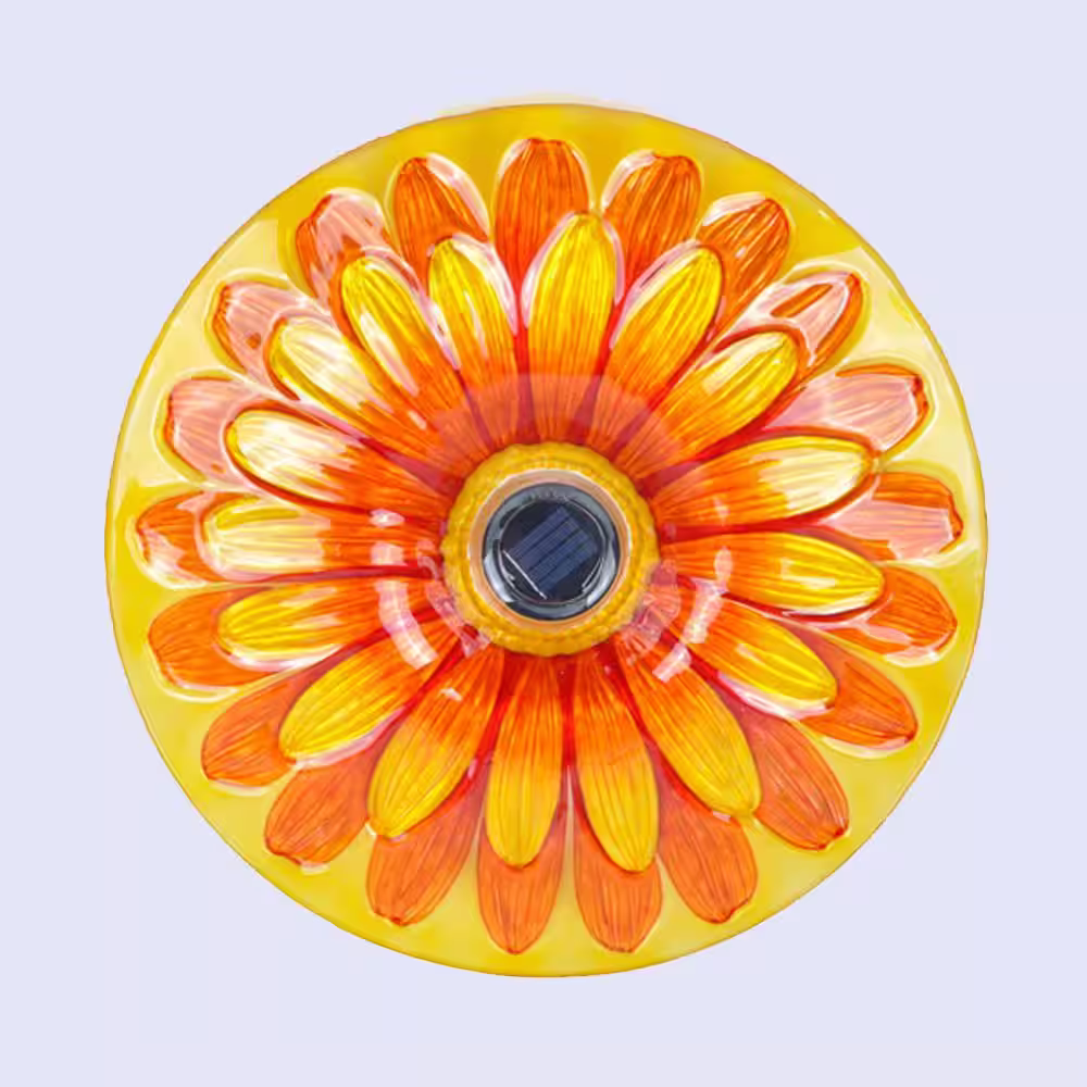 Hi-Line Gift Solar Glass Sunflower Birdbath