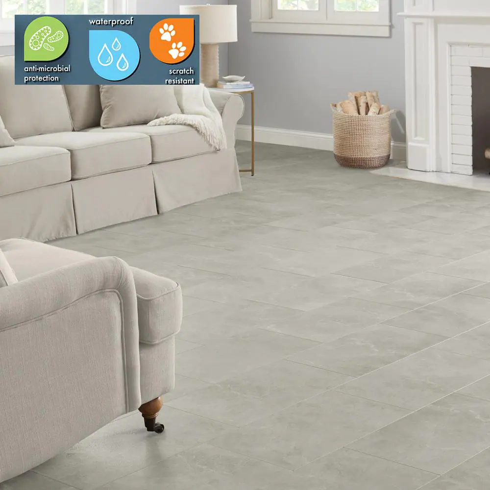 Lifeproof Bexar Marble 12 MIL x 12 in. W x 24 in. L Click Lock Waterproof Vinyl Tile Flooring (23.8 sqft/case)
