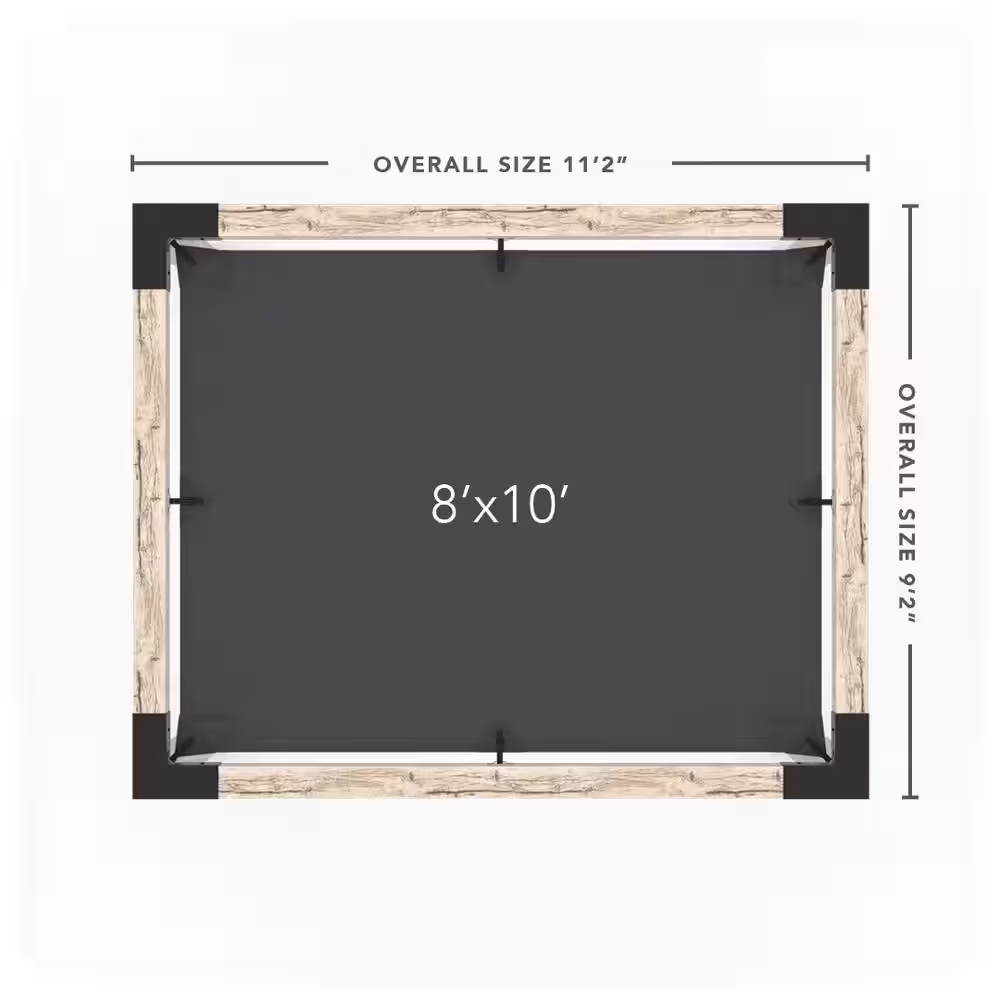 TOJA GRID 8 ft. L x 10 ft. W Pergola Kit with Denim Shade Sail, 6 in. x 6 in. Wood