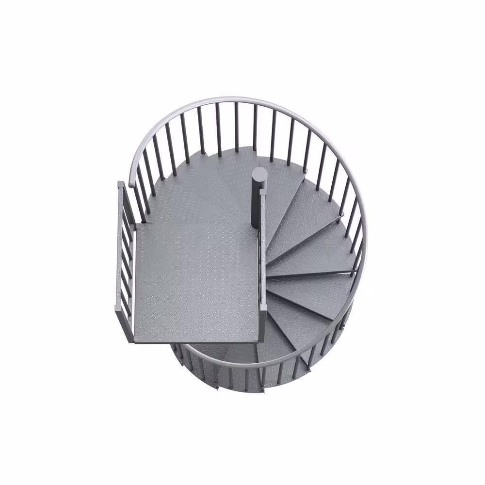 Mylen STAIRS Reroute Galvanized Exterior 42 in. Diameter Spiral Staircase Kit, Fits Height 102 in. to 114 in.