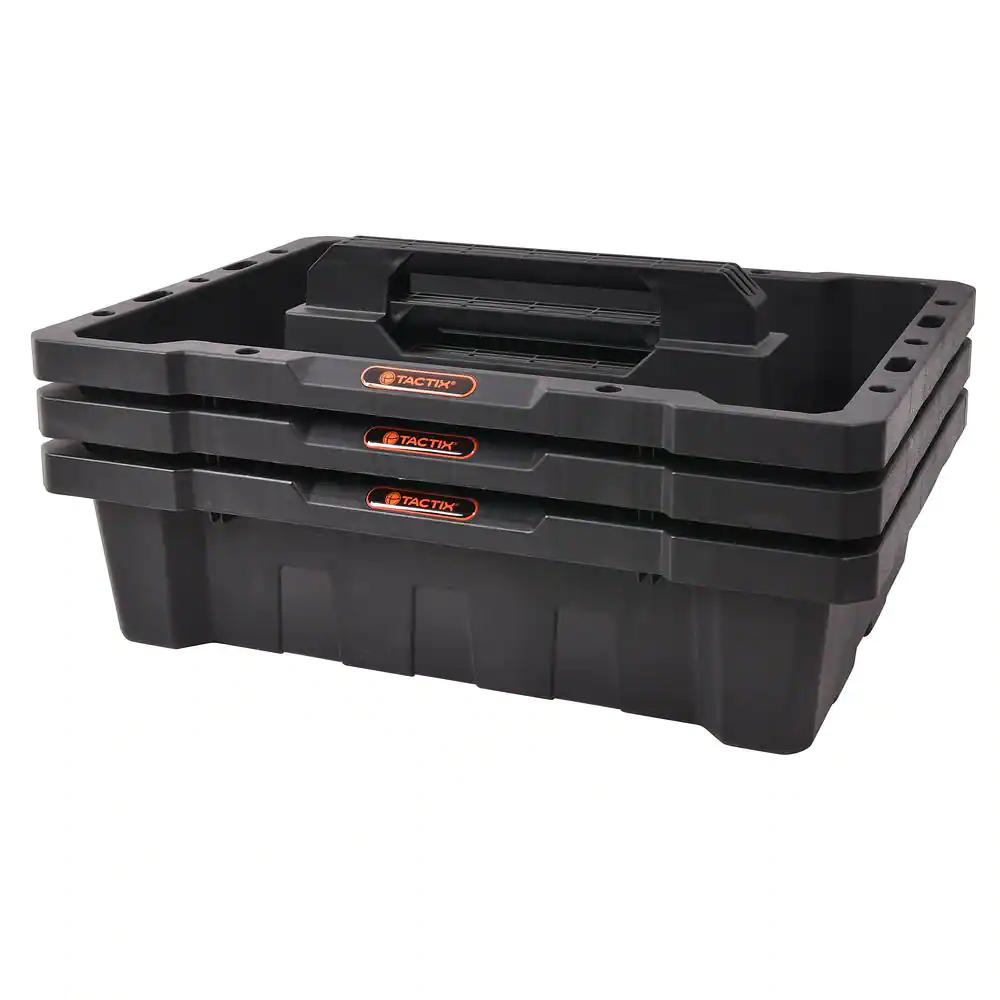 TACTIX 20.5 in. Black Plastic Tote Tray