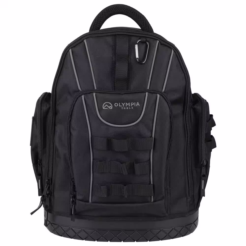 OLYMPIA 17.5 in. Black Water-Resistant Tool Organizer Backpack, Double Strap Handle, Padded Shoulder Straps