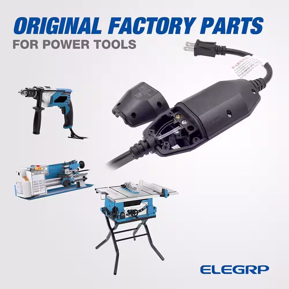 ELEGRP 1 ft. 15 Amp Manual Reset 2 Prong in-Line Portable GFCI Replacement Plug Assembly
