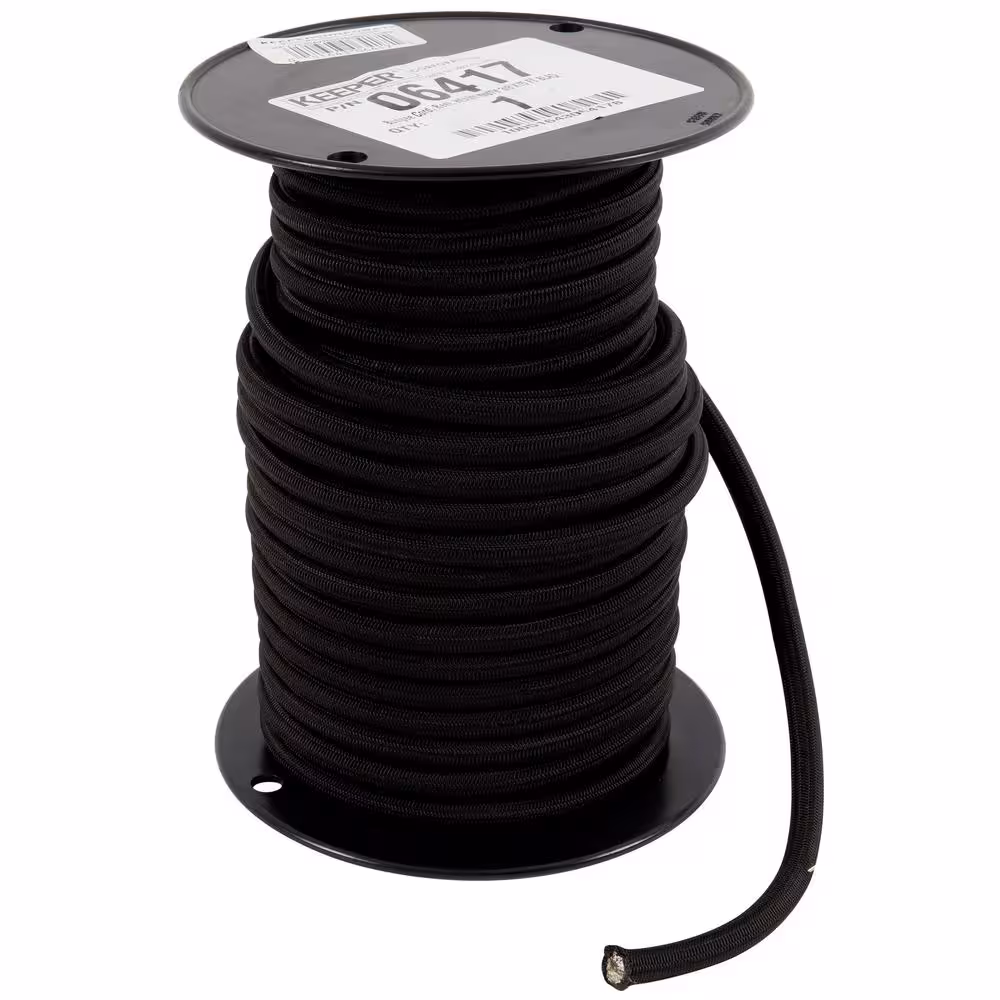 Keeper 3/8 in. x 75 ft. Heavy Duty Bungee Cord Reel in Black