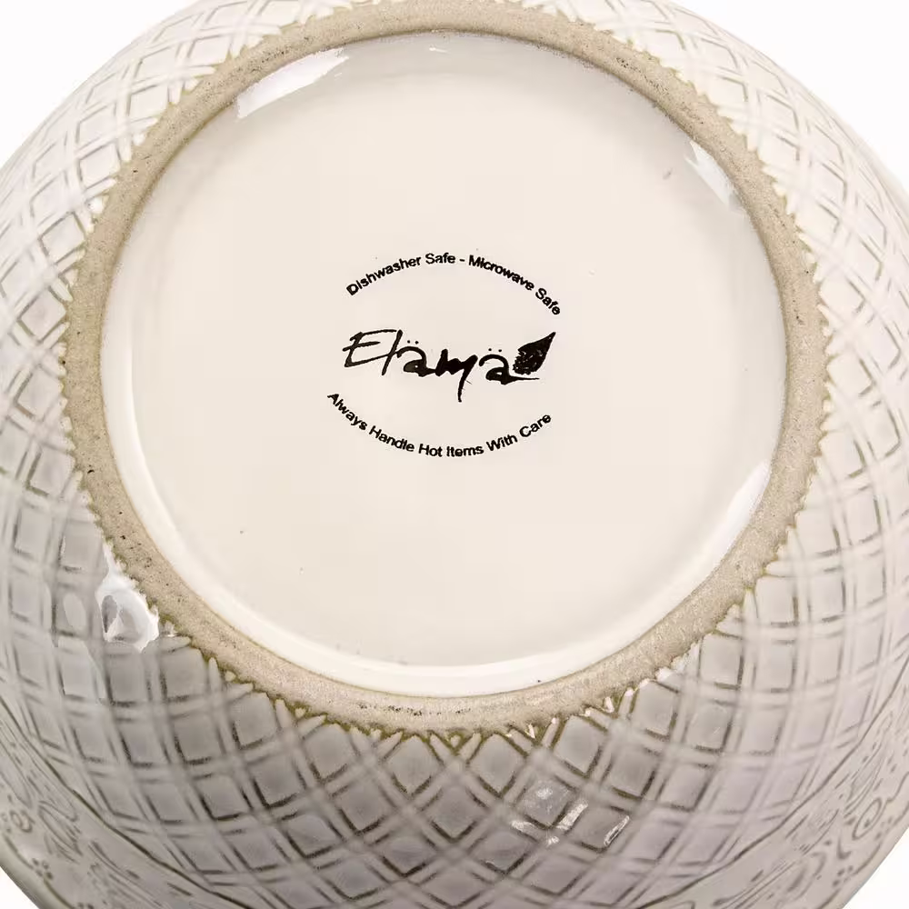 Elama Ivory Lotus 16-Piece Traditional White Stoneware Dinnerware Set (Service for 4)