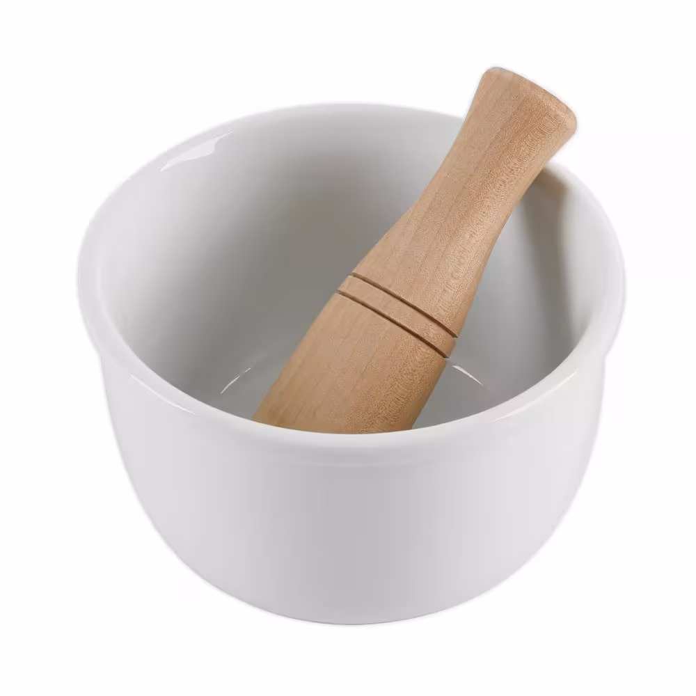 None Simply White 24 oz. Porcelain Mortar and Pestle Set