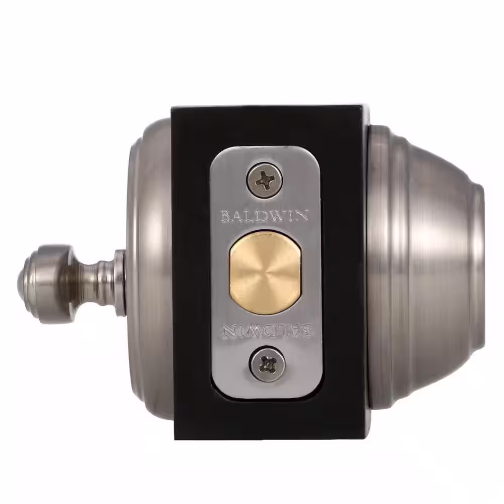 Baldwin Prestige Alcott Satin Nickel Exterior Entry Knob and Single Cylinder Deadbolt Combo Pack Featuring SmartKey Security
