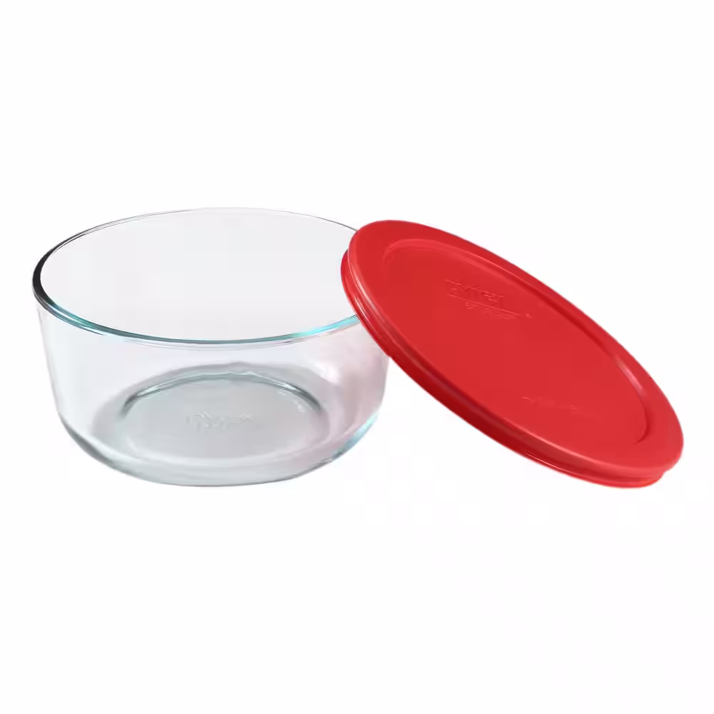 Pyrex Simply Store 16-Piece Round Glass Storage Set with Red Lids