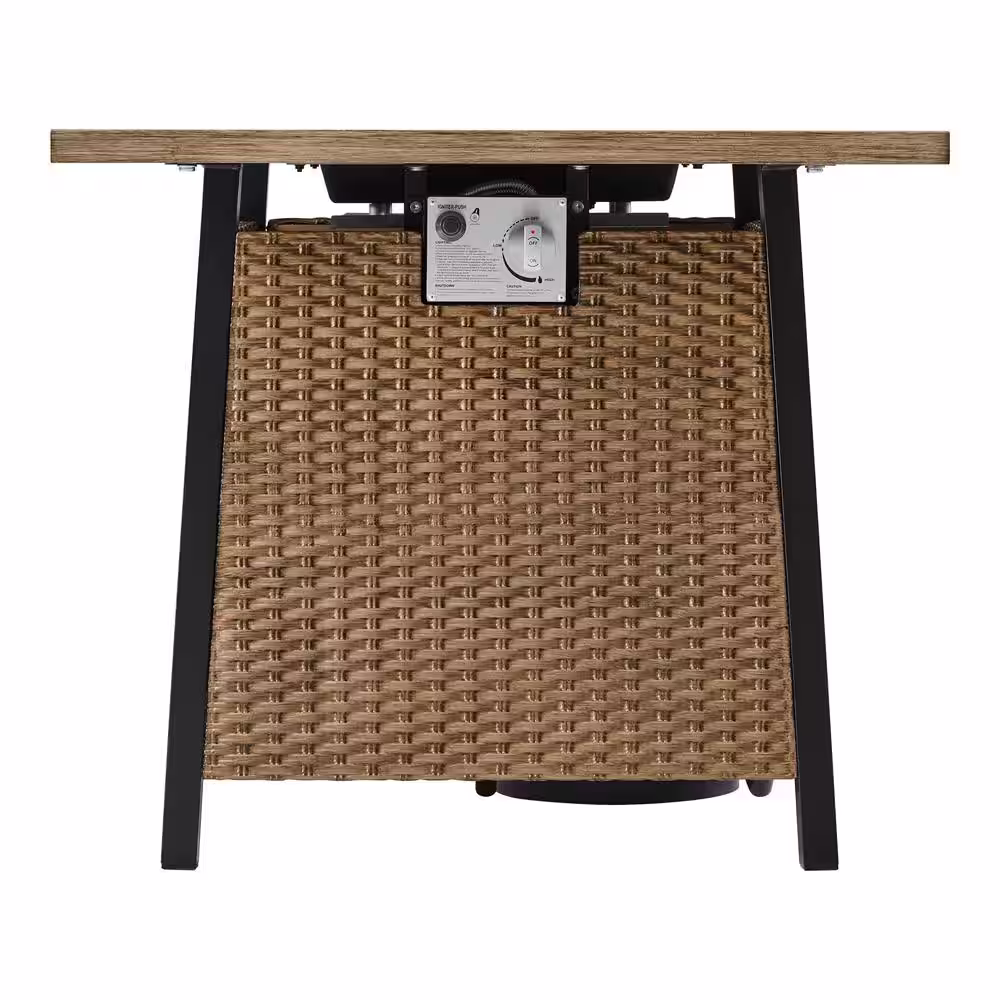 Home Decorators Collection Tucson 30 in. x 25.5 in. Square Steel Light Wood-look Tile Top LP Gas Fire Pit