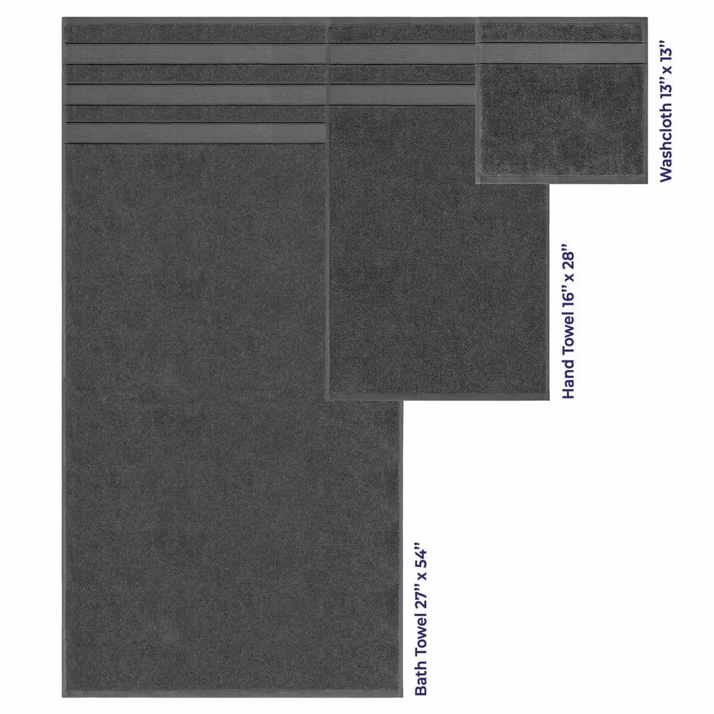 None Luxury Salem Collection, 6 Piece Bath Towel Set, Dark Grey